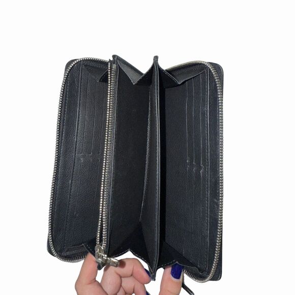 Louis Vuitton Zippy Lock Me Long Wallet Black Calfskin Leather Logo Accent - Picture 3 of 4